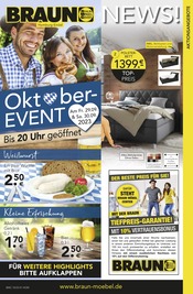Getränke im BRAUN Möbel-Center Prospekt in Homburg Aktueller BRAUN Möbel-Center Prospekt mit Getränke, "BRAUN NEWS", Seite 1