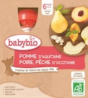 Gourde poire pêche x 4 - 360 g dès 6 mois - BABYBIO dans le catalogue NaturéO