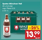 Münchner Hell im Angebot bei Netto Marken-Discount in Kamp-Lintfort Münchner Hell Angebote von Spaten bei Netto Marken-Discount Kamp-Lintfort für 13,99 €