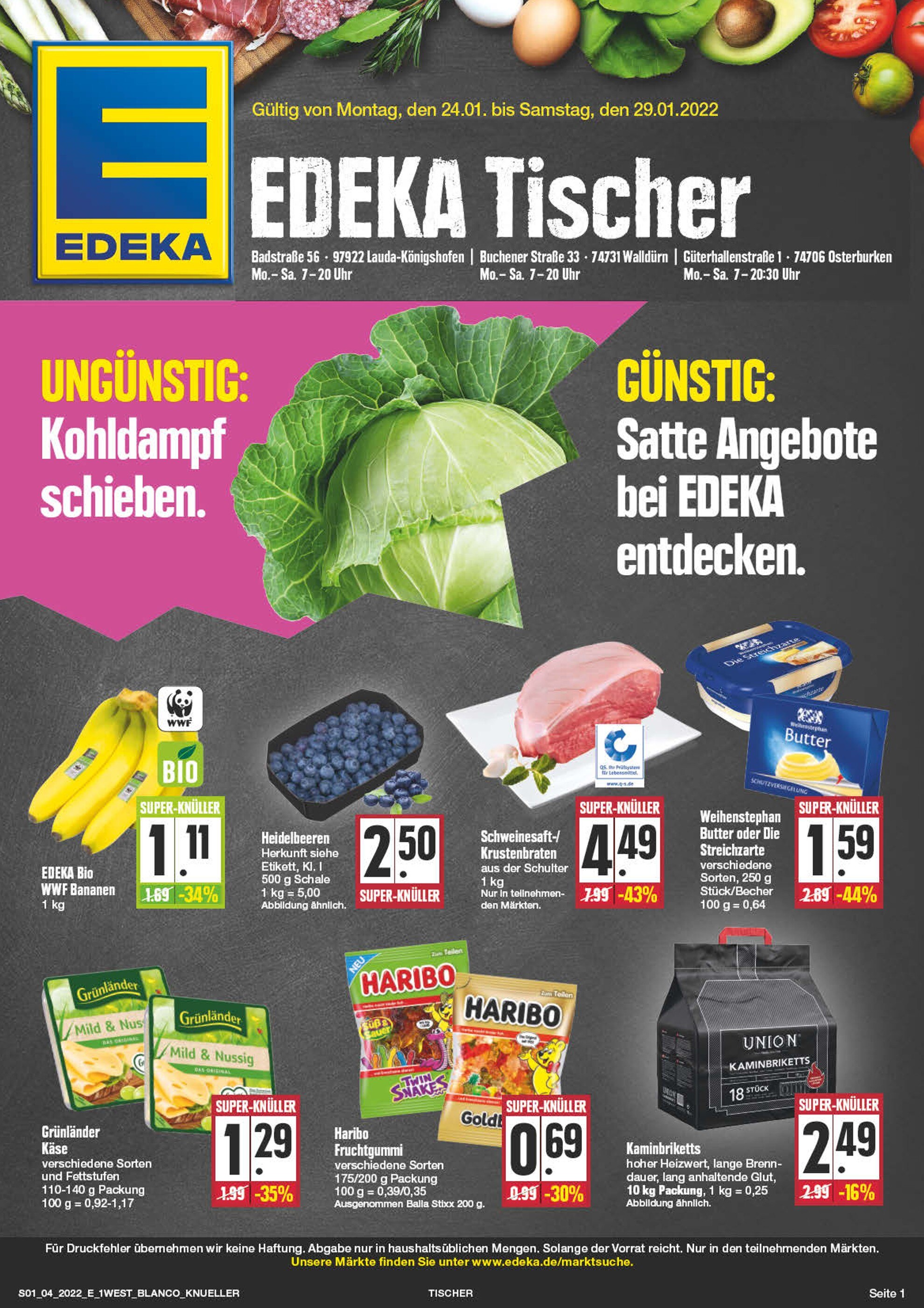 EDEKA Prospekt für Walldürn mit 24 Seiten EDEKA Prospekt für Walldürn: "Top Angebote!", 24 Seiten, 24.01.2022 - 29.01.2022