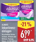 Inkontinenzeinlagen von Always im aktuellen ALDI Nord Prospekt für 6,99 €