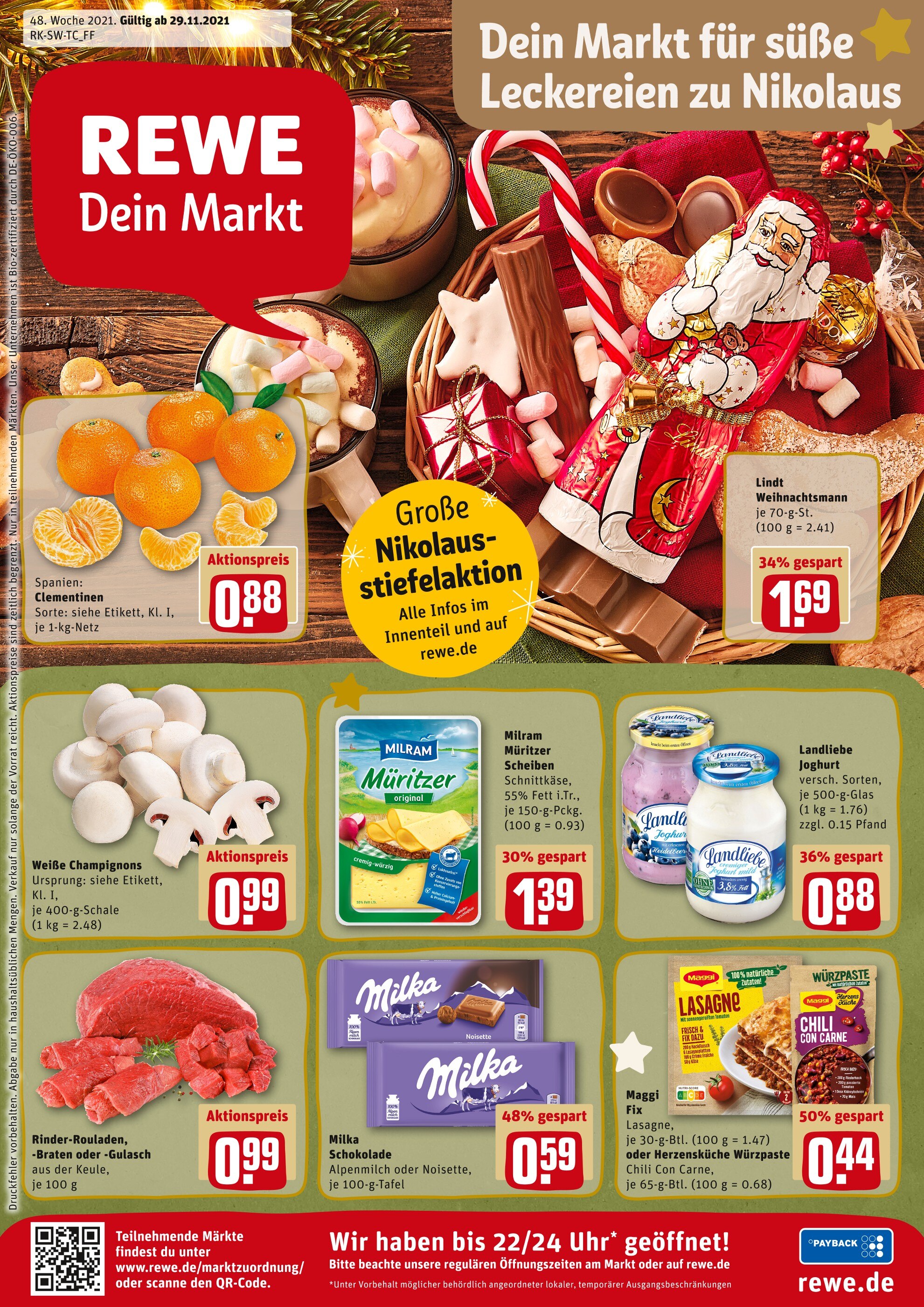 REWE Prospekt für Stuttgart mit 17 Seiten REWE Prospekt für Stuttgart: "Angebote im Markt", 17 Seiten, 29.11.2021 - 04.12.2021