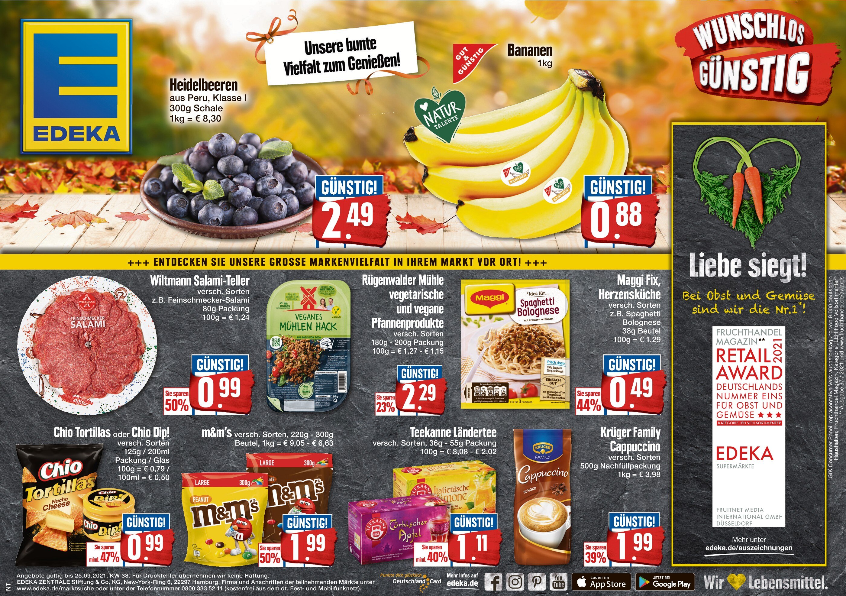 EDEKA Prospekt für Friedrichshafen mit 1 Seite EDEKA Prospekt für Friedrichshafen: "Unsere bunte Vielfalt zum Genießen!", 1 Seite, 23.09.2021 - 25.09.2021