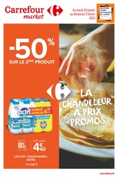 Catalogue Carrefour Market avec 60 pages de promos Prospectus Carrefour Market, "La chandeleur à prix promos", 60 pages, 24/01/2023 - 05/02/2023