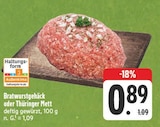 Aktuelle Bratwurst Angebote bei EDEKA in Fürth Aktuelles Bratwurstgehäck oder Thüringer Mett Angebot bei EDEKA in Fürth ab 0,89 €