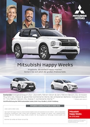 Werkstatt & Auto Prospekt von Mitsubishi in Willich Aktueller Mitsubishi Werkstatt & Auto Prospekt für Willich: Mitsubishi Happy Weeks mit 1} Seite, 15.09.2025 - 13.10.2025