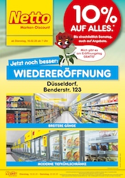 Netto Marken-Discount Prospekt für Düsseldorf: "Wiedereröffnung - 10% AUF ALLES.", 6 Seiten, 17.02.2025 - 22.02.2025