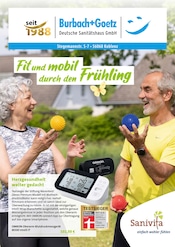 Aktueller Burbach + Goetz Deutsche Sanitätshaus GmbH Prospekt mit Blutdruckmessgerät, "Fit und mobil durch den Frühling", Seite 1