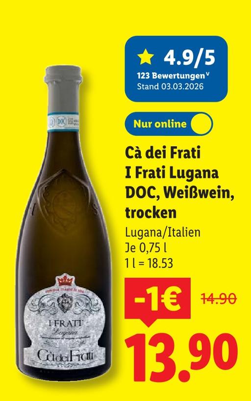 I Frati Lugana DOC, Weißwein, trocken