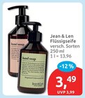 Flüssigseife von Jean & Len für 3,49 € bei budni im Angebot Flüssigseife von Jean & Len im aktuellen budni Prospekt