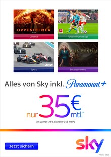 Fernseher im Sky Prospekt "Alles von Sky inkl. Paramount+" mit 4 Seiten (Sindelfingen)
