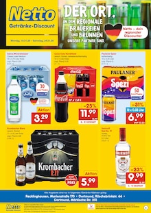 Mineralwasser im Netto Marken-Discount Prospekt "DER ORT, AN DEM DU IMMER AUSGEZEICHNETE PREISE FINDEST." mit 2 Seiten (Dortmund)