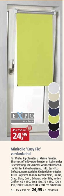Minirollo 'Easy Fix' verdunkelnd bei BAUHAUS in Saarbrücken Minirollo 'Easy Fix' verdunkelnd im Angebot bei BAUHAUS Saarbrücken für 24,95 €