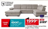 Canapé d'angle convertible angle U tissu Colby - But à Montpellier Canapé d'angle convertible angle U tissu Colby en promo chez But Montpellier à 1 999,00 €