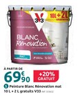 Peinture Blanc Rénovation mat 10 L + 2 L gratuits - V33 - Mr.Bricolage à Saintes Peinture Blanc Rénovation mat 10 L + 2 L gratuits - V33 en promo chez Mr.Bricolage Saintes à 69,90 €