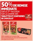 50% de remise immédiate sur le 2ème au choix sur la gamme des tablettes et confiseries de chocolat Côte d'Or - Côte d'Or dans le catalogue Auchan Supermarché