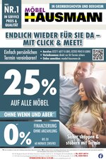 Möbel Hausmann Prospekt für Erkelenz mit 1 Seiten Möbel Hausmann Prospekt für Erkelenz: "ENDLICH WIEDER FÜR SIE DA – MIT CLICK & MEET!", 1 Seiten, 08.03.2021 - 14.03.2021