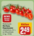 Mini Roma Rispentomaten im REWE Prospekt Mini Roma Rispentomaten von REWE Beste Wahl im aktuellen REWE Prospekt für 2,49 €