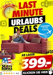 Seats and Sofas Prospekt für Stuttgart mit 1 Seite Seats and Sofas Prospekt für Stuttgart: "LAST MINUTE URLAUBS DEALS", 1 Seite, 07.06.2025 - 21.06.2025