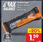 Proteinriegel von MAX BALANCE für 1,59 € bei Netto Marken-Discount im Angebot Proteinriegel von MAX BALANCE im aktuellen Netto Marken-Discount Prospekt