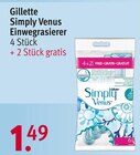 Simply Venus Einwegrasierer von Gillette für 1,49 € bei Rossmann im Angebot Simply Venus Einwegrasierer von Gillette im aktuellen Rossmann Prospekt