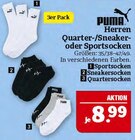 Herren Quarter-/Sneaker- oder Sportsocken Angebote von Puma bei Marktkauf Görlitz für 8,99 €