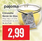 Citronella Kerze im Glas Angebote von pajoma bei Kaufhaus Stolz Cuxhaven für 2,99 €