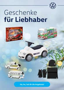 Volkswagen Prospekt der Woche "Geschenke für Liebhaber" Seite 1, 01.12.2023 bis 31.12.2023 für Bamberg Aktueller Volkswagen Prospekt "Geschenke für Liebhaber" Seite 1 von 1 Seite für Bamberg