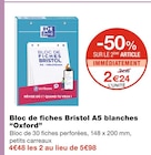 Bloc de fiches Bristol A5 blanches - Oxford en promo chez Monoprix Montreuil à 2,24 €