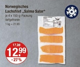 Lachsfilet "Salmo Salar" von Norwegisches im aktuellen V-Markt Prospekt für 12,99 €