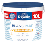 Peinture murs et plafonds blanc mat 10L - RIPLON dans le catalogue Décor Discount