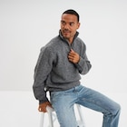 Pull avec col camionneur côtelé gris foncé homme dans le catalogue La Halle