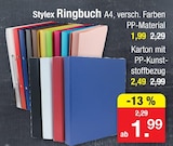 Ringbuch PP-Material im Angebot bei Zimmermann in Hannover Ringbuch PP-Material Angebote von Stylex bei Zimmermann Hannover für 1,99 €