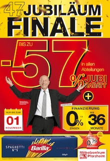 Barilla im Möbelzentrum Pforzheim Prospekt "47 JAHRE  JUBILÄUM" mit 8 Seiten (Stuttgart)