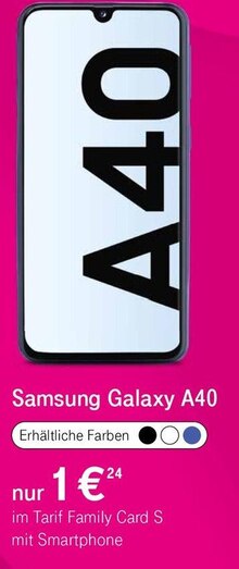 Galaxy A40 bei Telekom Shop in Coesfeld Galaxy A40 im Angebot bei Telekom Shop Coesfeld für 1,00 €