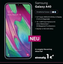 inovacom Bergisch Gladbach - Galaxy A40 Galaxy A40 Angebot bei inovacom Bergisch Gladbach im Prospekt "Nur für kurze Zeit 3,75 GB Datenvolumen für 34,95 € mtl."