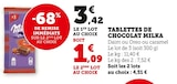 Tablettes de chocolat - Milka en promo chez Super U Marseille à 1,09 €