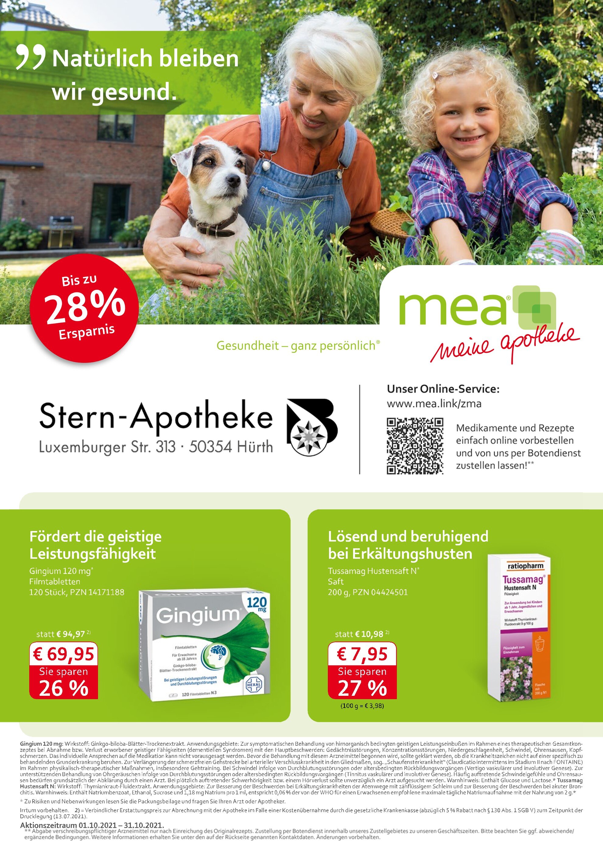mea - meine apotheke Prospekt für Köln mit 4 Seiten mea - meine apotheke Prospekt für Köln: "Unsere Oktober-Angebote", 4 Seiten, 01.10.2021 - 31.10.2021