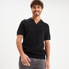 Polo manches courtes texturé coton noir homme en promo chez La Halle Asnières-sur-Seine à 13,99 €