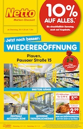 Netto Marken-Discount Prospekt für Plauen mit 4 Seiten Netto Marken-Discount Prospekt für Plauen: "Wiedereröffnung - 10% auf ALLES", 4 Seiten, 25.11.2025 - 29.11.2025