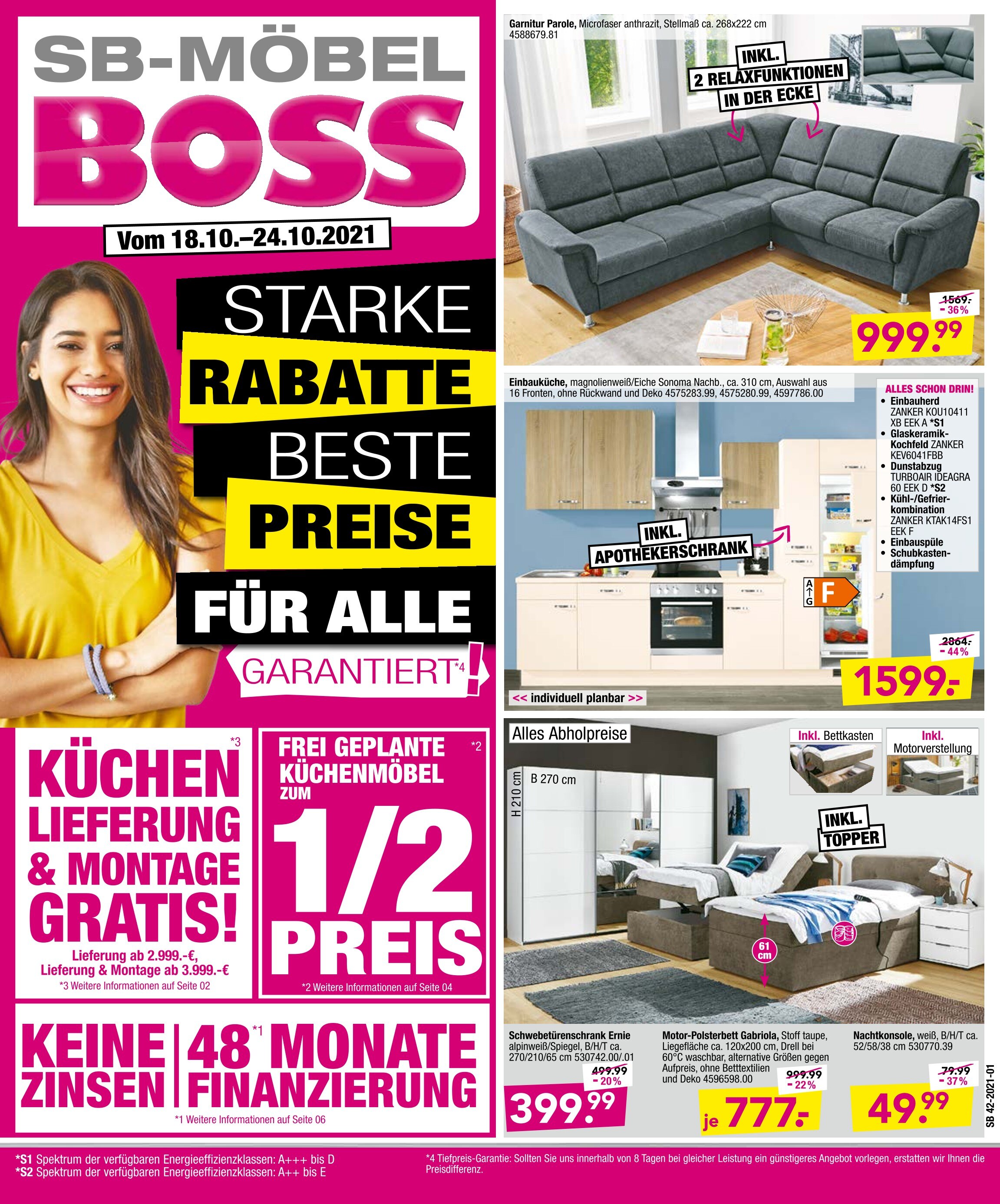 SB Möbel Boss Prospekt für Mönchengladbach mit 12 Seiten SB Möbel Boss Prospekt für Mönchengladbach: "Aktuelle Angebote", 12 Seiten, 18.10.2021 - 24.10.2021