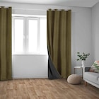 Rideau isolant thermique moumoute à bouclette vert kaki 140x250 cm dans le catalogue Décor Discount