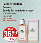 ORIGINAL Femme Eau de Parfum Naturalspray im V-Markt Prospekt ORIGINAL Femme Eau de Parfum Naturalspray von LACOSTE im aktuellen V-Markt Prospekt für 36,99 €