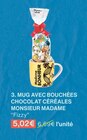 MUG AVEC BOUCHÉES CHOCOLAT CÉRÉALES MONSIEUR MADAME - Fizzy dans le catalogue Monoprix