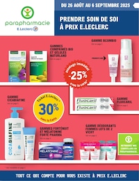 Catalogue Supermarchés de E.Leclerc à Ségos, avec 4 pages Prospectus Supermarchés de E.Leclerc à Ségos: "PRENDRE SOIN DE SOI À PRIX E.LECLERC", 4 pages, 26/08/2025 - 06/09/2025
