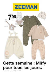 Catalogue Zeeman de la semaine 15, "Cette semaine : Miffy pour tous les jours.", page 1, 11/04/2026 - 17/04/2026 Prospectus Zeeman en cours, "Cette semaine : Miffy pour tous les jours.", page 1 sur 12