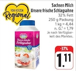 Unsere frische Schlagsahne im Angebot bei EDEKA in Dresden Unsere frische Schlagsahne Angebote von Sachsen Milch bei EDEKA Dresden für 1,11 €