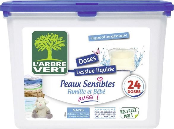 Doses lessive liquide Peaux Sensibles Famille et Bébé Hypoallergénique*