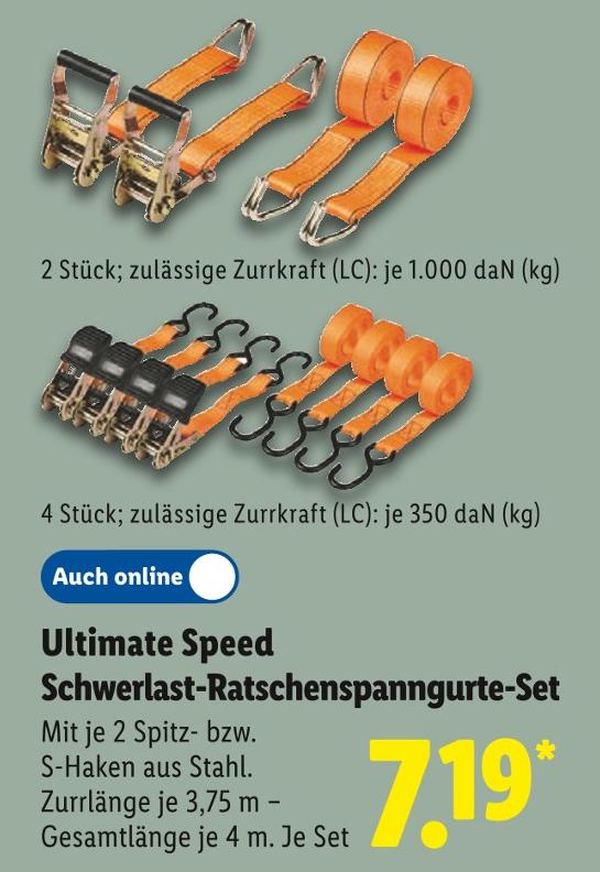 Ultimate Speed Schwerlast-Ratschenspangurte-Set, 4 Stück