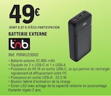 Batterie externe - T'nB - E.Leclerc à Martigues Batterie externe - T'nB en promo chez E.Leclerc Martigues à 49,00 €